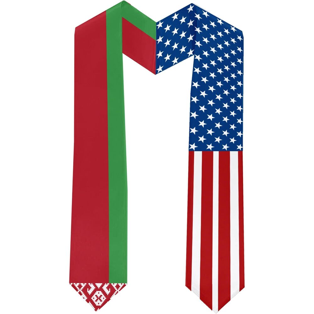 1748 2025 Belarus Flag and USA Flag Graduation Stole Graduation Sash Class